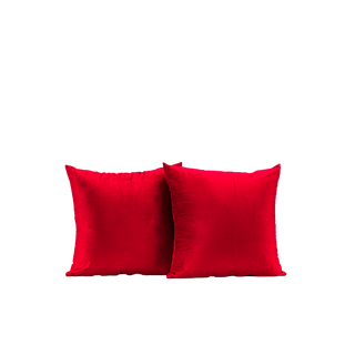 pair of red velvet square pillows