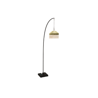 freestanding pendant stand rental with green and cream pendant with fringe 