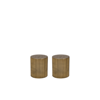 pair of 16" gold textured pedestals with round top and base