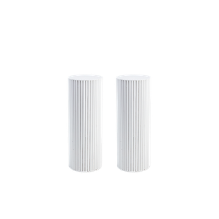 pair of 40" white textured pedestals with round top and base