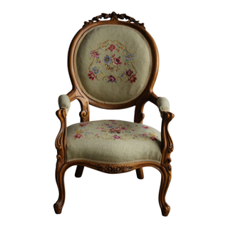 Embroidered floral accent chair for lounges at parties and weddings