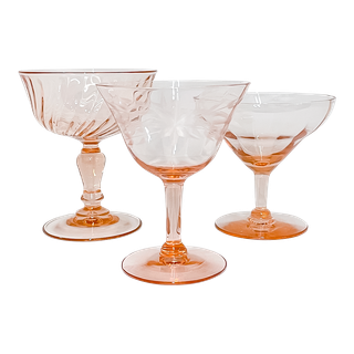 Assorted Pink Vintage Champagne and Wine Glasses Assorted Pink Vintage Champagne and Wine Glasses