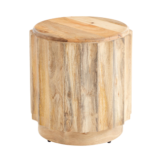 wood drum style accent table