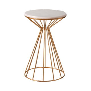 marble top accent table with caged gold base