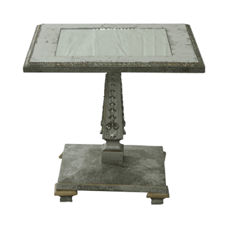 vintage silver wood table with mirror inlay top