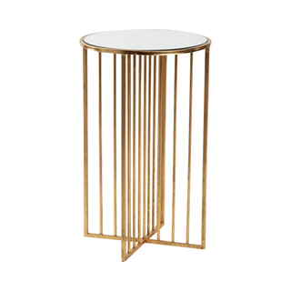 modern gold accent table with mirror inlay