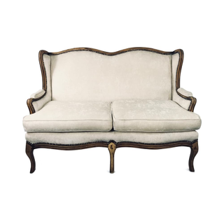 vintage white velvet settee