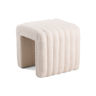 White Boucle ottoman