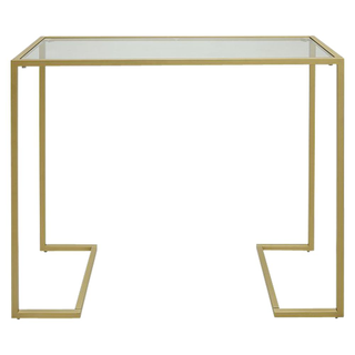 modern glass top and gold frame console table