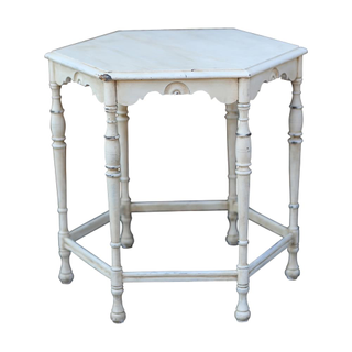 vintage white octagon shape accent table