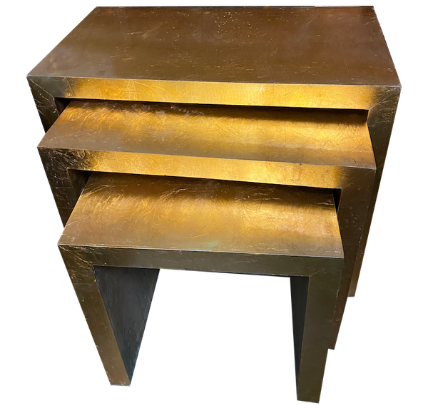 Modern glossy gold rectangular nesting tables