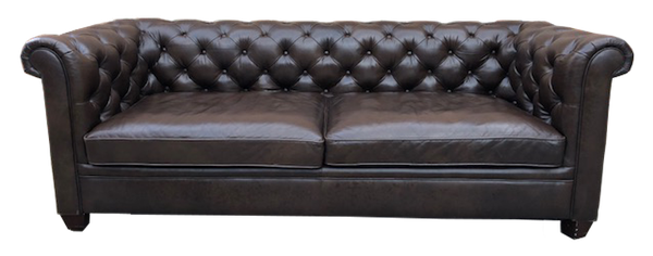 Large brown leather club sofa