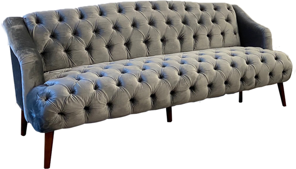 Gray tufted velvet sofa
