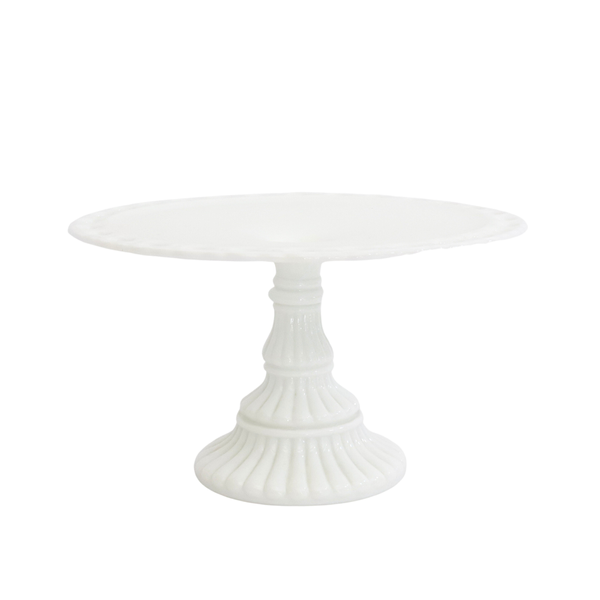 Fluted white milk glass cake stand