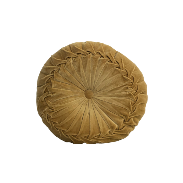 Round gold velvet accent pillow