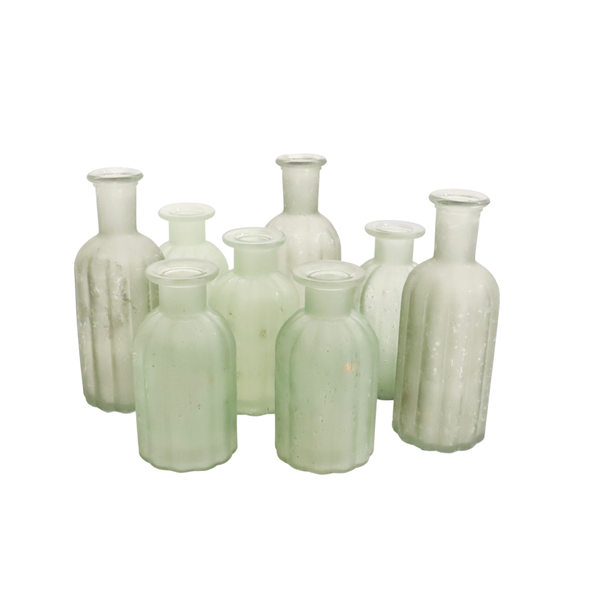Seaglass colored floral glass vases