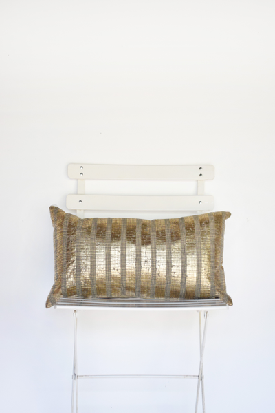 Gold Metallic Horizontal Stripe Lumbar Pillow