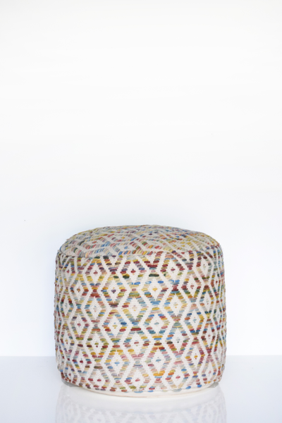 Multicolor Diamond Wool Pouf