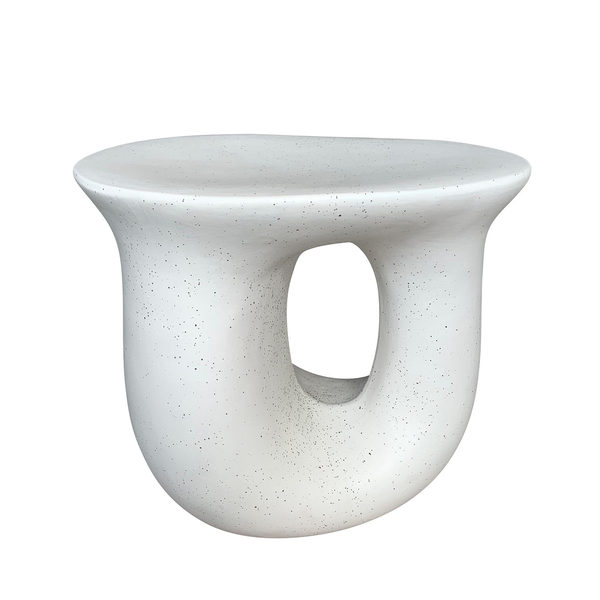 White   Black Spotted Ceramic Side Table, Curvy Shape