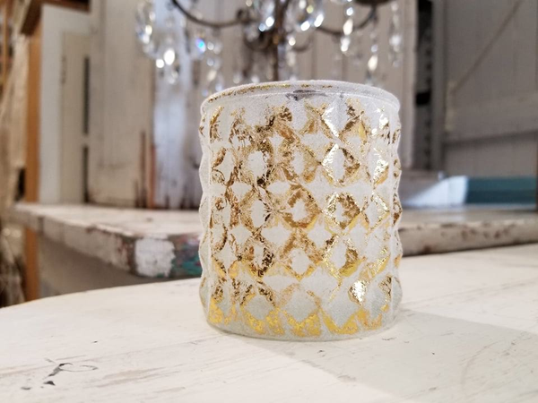 Votive Mercury Glass Gold White Texture Danner And Soli Event Rental