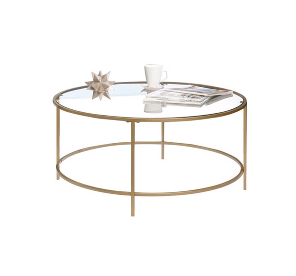 round gold and glass coffee table 