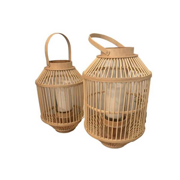 two light rattan lanterns 