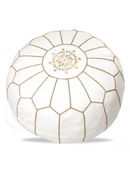 white leather pouf 