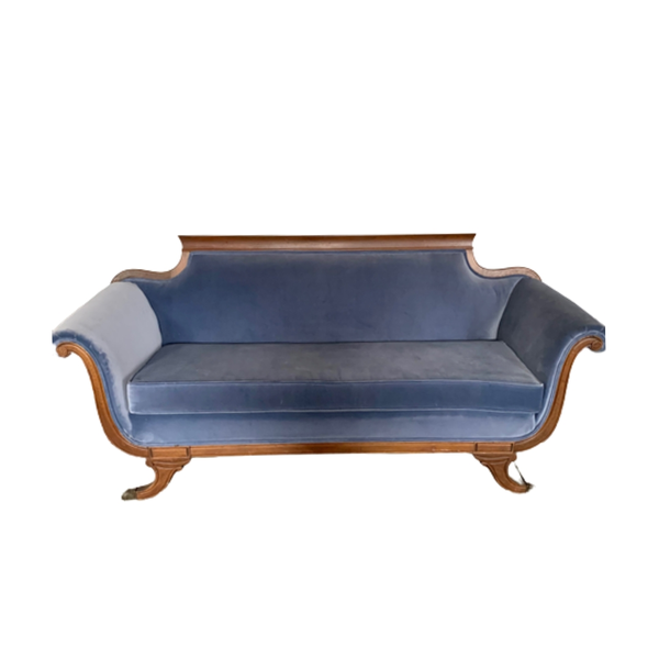 blue velvet vintage sofa 