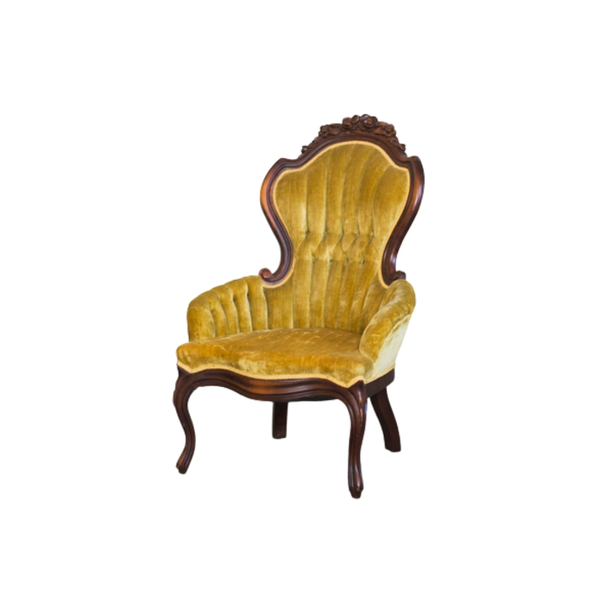yellow vintage velvet chair