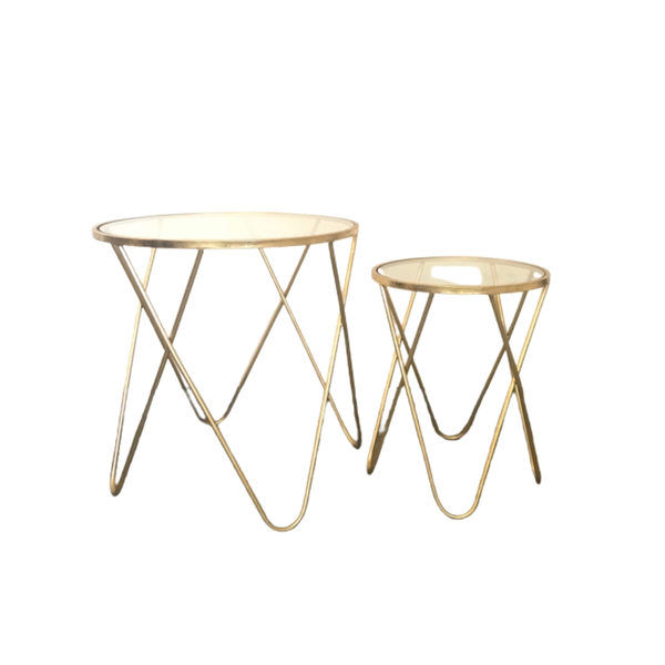 two gold and glass modern tables 