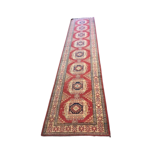 vintage red and yelllow runner rug 