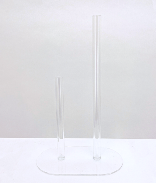 double clear stem bud vase