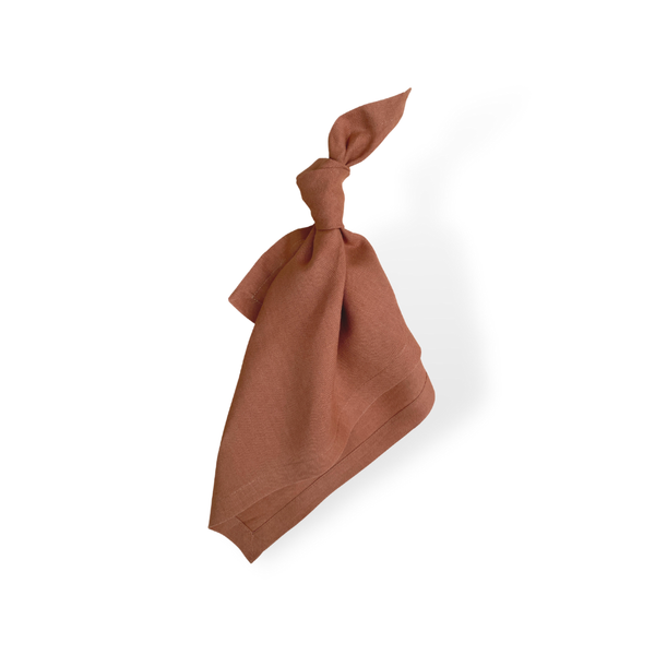 burnt orange ochre outback pure linen napkin hire adelaide