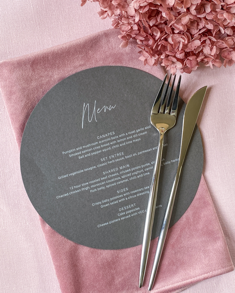 Blush pink velvet napkin hire adelaide