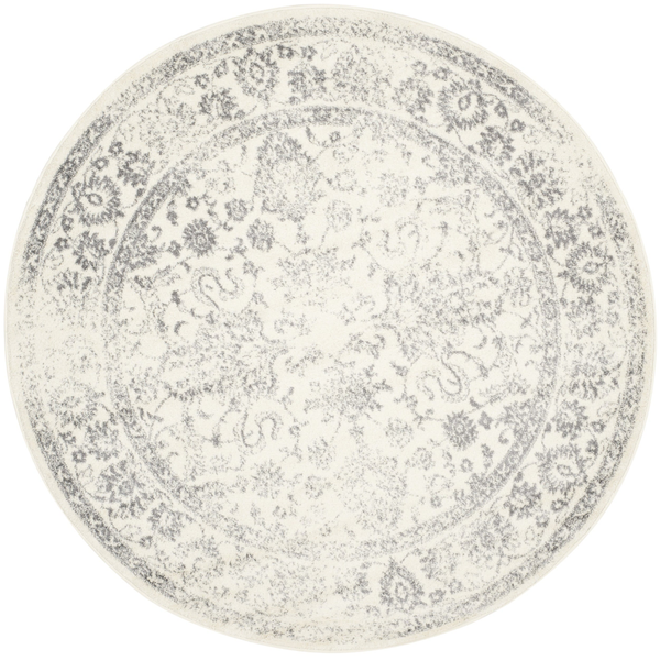 Cream & Light Gray Round Rug