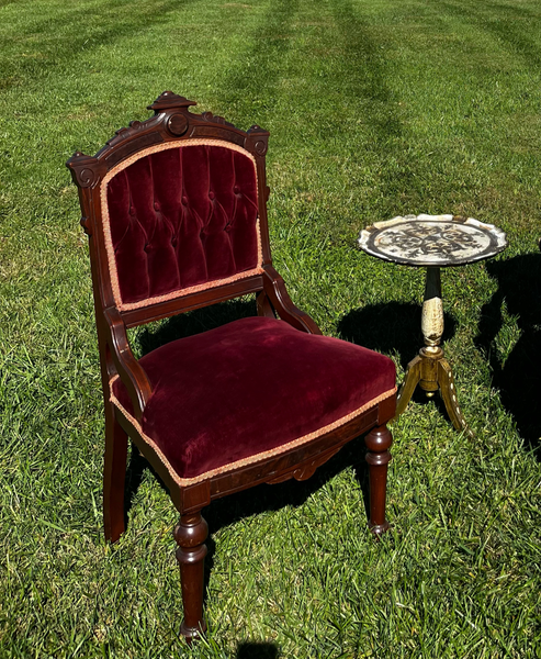 Red Velvet Eastlake Chairs