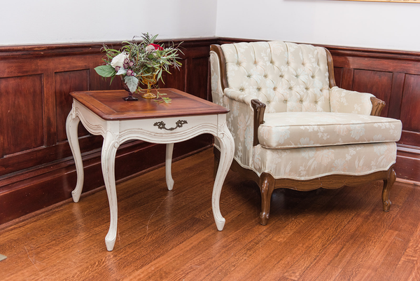 Wood & White End Table