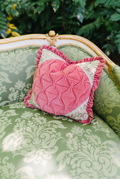 Pink Velvet Square Pillow-LBL