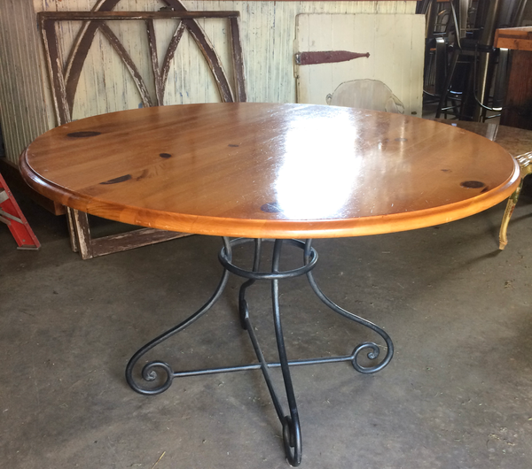 Round Wood & Iron Table