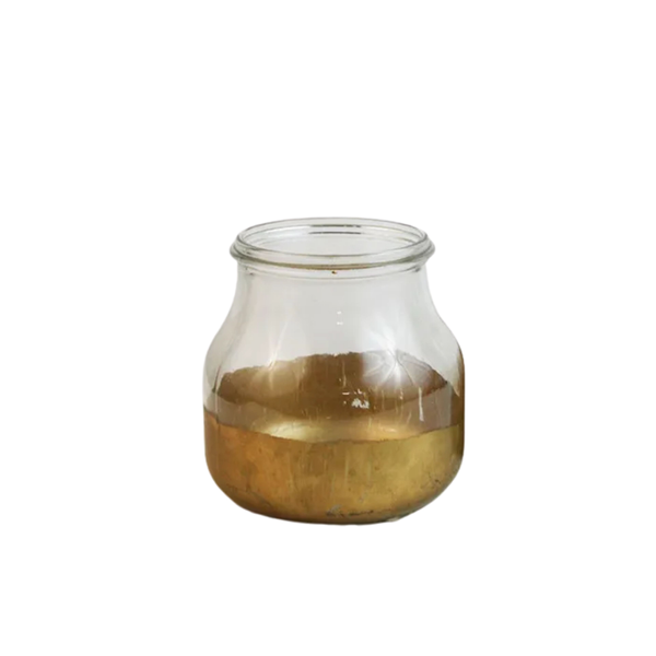 Vase: Clear Glass Jar Gold Dipped