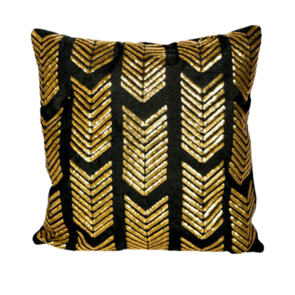 Toss Pillow: Black with Gold Sequin Chevron (z)