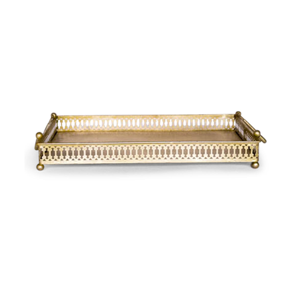 Tray: Gold Rectangle with Handles 7"x12"