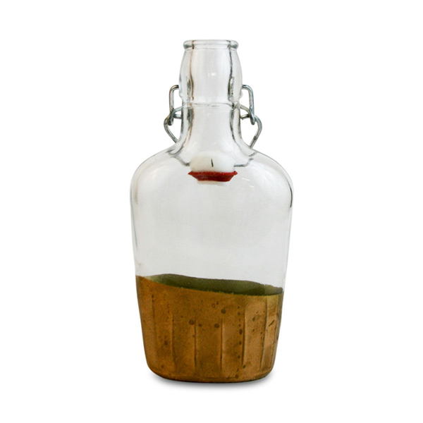 Bud Vase: Clear Glass Bottle Gold Dipped