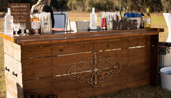 All wood rustic bar with poly top