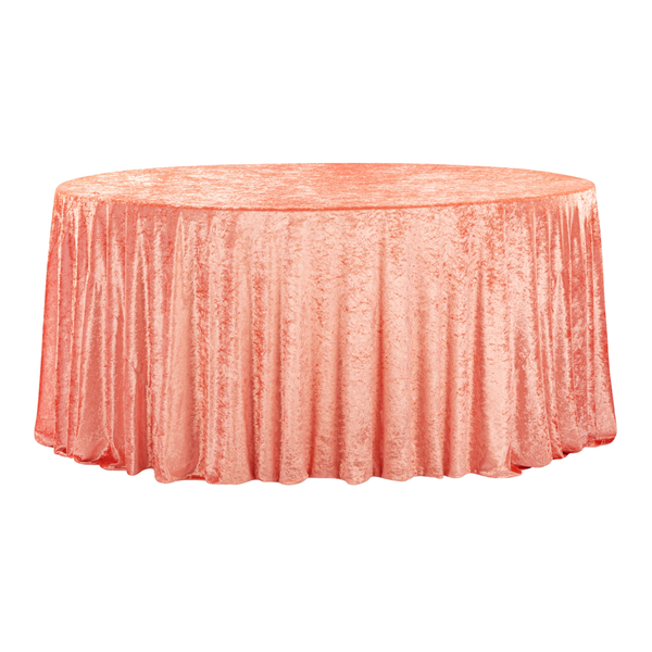 132" Coral velvet round tablecloth