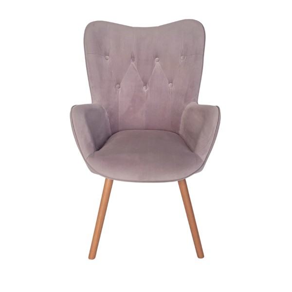 Modern vintage dusty pink pastel tufted velvet chair