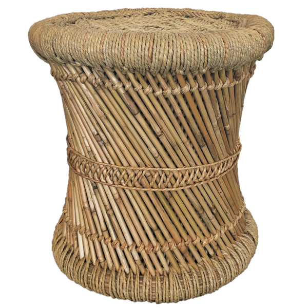 Boho rattan round side table