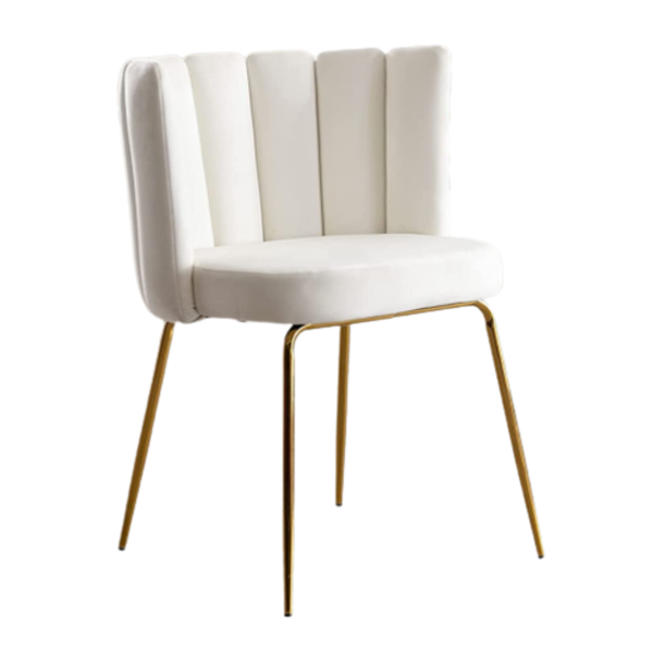 Modern velvet ivory beige chair with gold legs