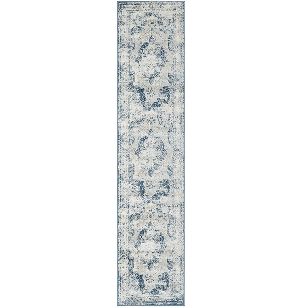 vintage blue rectangular runner rug 