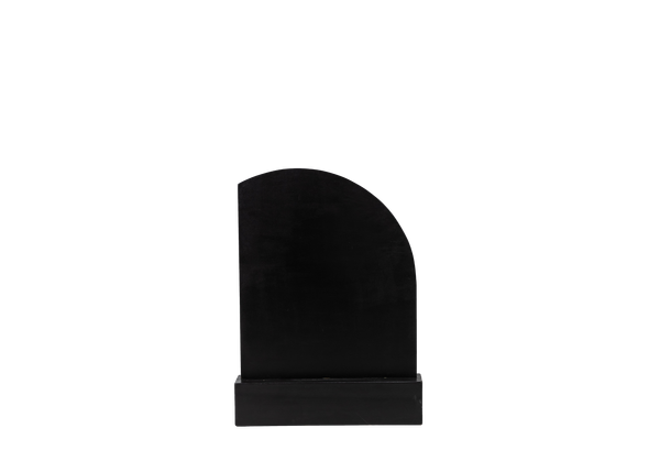 short rounded black panel with a block base